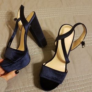 Nine West Navy Blue Velvet Heels
